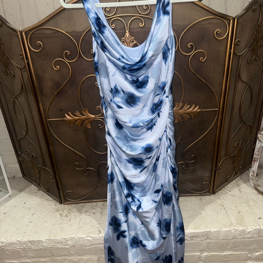 Abercrombie & Fitch Blue Floral Cowl Maxi Dress